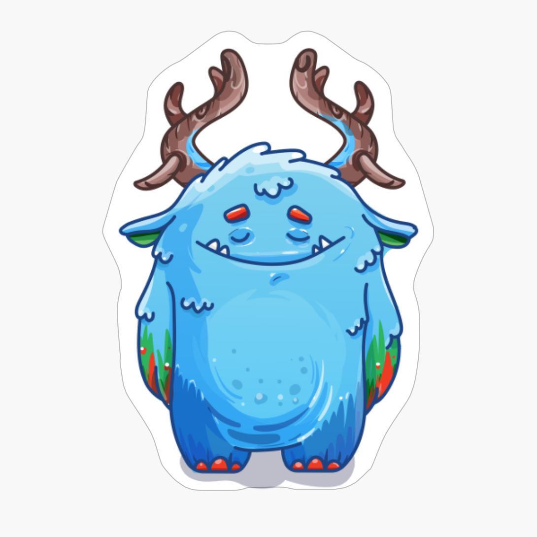 Cute Burly Friendly Blue Forest Monster