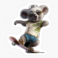 Koala Bear Wearing Sunglasses Skateboarding -
