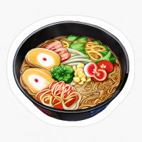 Ramen Bowl With Noodles And Vegetables, Steamy Hot, Digital Artwork
