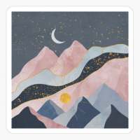 Contemporary Mountains And Moon
