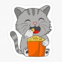 Kawaii Cat Eating Popcorn