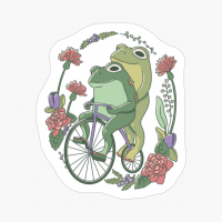 Cottagecore Frog Riding Bicycle
