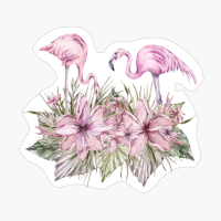 Tropical Flamingo Watercolor Parrot Clipart Floral Wreath Summer Wreath Sublimation Designs